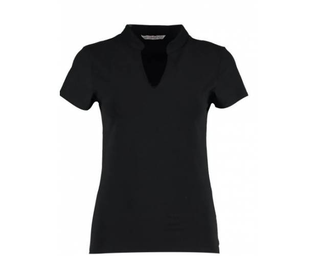 Kustom Kit Ladies Short Sleeve V Neck Mandarin Collar Top - KK770Q