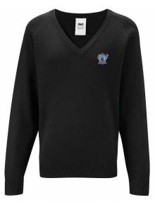 AJ119 - Black Knitted V-Neck Sweatshirt - 1WW
