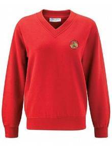 AJ123 - Adult Red V-Neck Sweatshirt