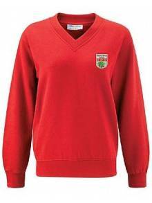 AJ919 - Adult Red V-Neck Sweatshirt